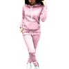 Women's Fleece Long-Sleeve Hooded Sportswear Set for Autumn & Winter - European & American Style, High Elasticity