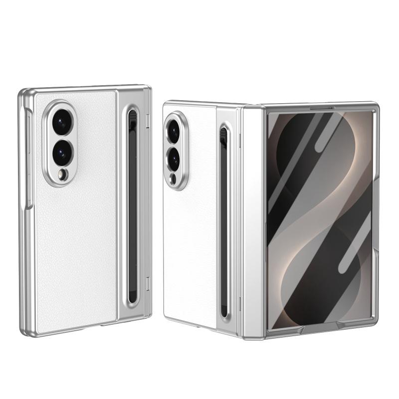 For Samsung Galaxy Z Fold 8 Ultra 7 6 5 4 3 360° Folding Flap Leather Pen Groove Tempered Glass Film Drop Resistant Phone Case
