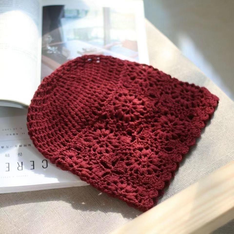 Fashion Style Hand Knitted Crochet Slouchy Beanie for Girls Retro Openwork Bucket Hat Ethnic Bohemian Design Photography Cap