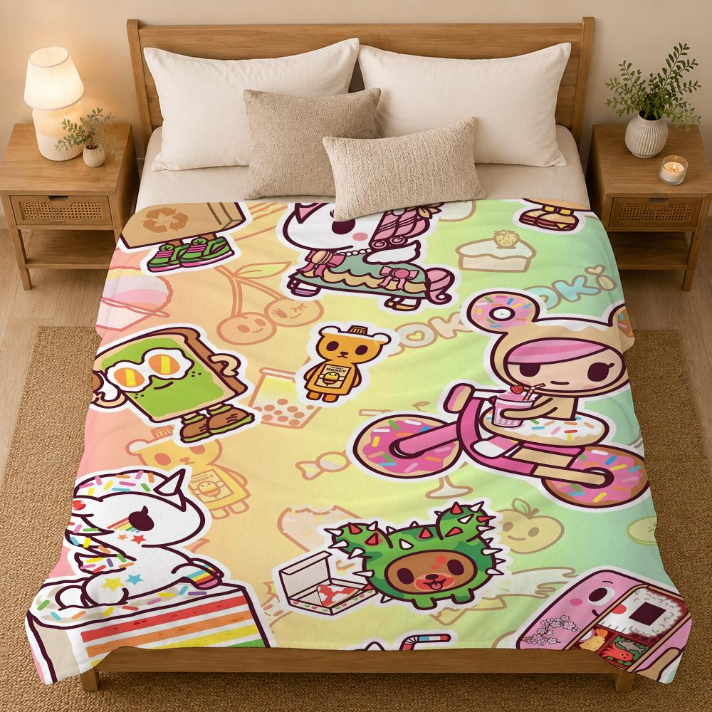 Tokidoki Fashion Throw 240g flannel blanket, suitable for sofas, beds, offices, exquisite gift blankets