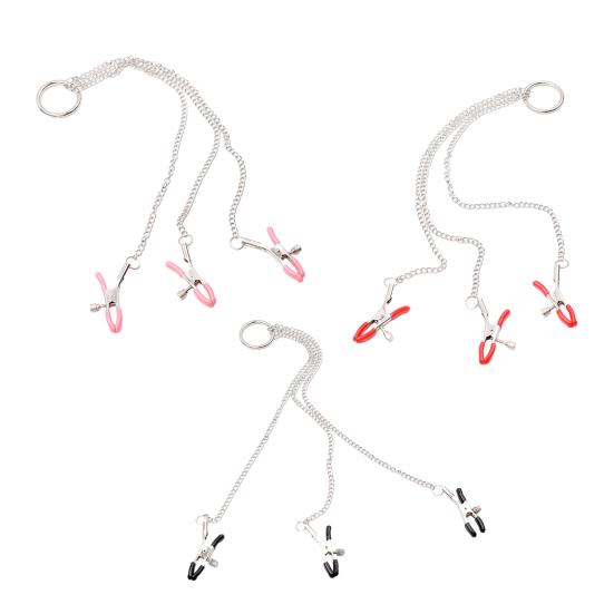 Body Clamp Chain Adjustable Pressure 3-Head Clitoral Body Clip Ring Men Women Non Piercing Body Jewelry Adults Sex Toy