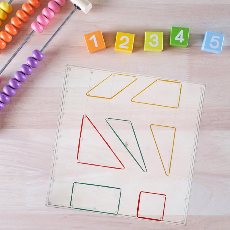VILLFUL 3-Piece Transparent Geometry Pegboard Set for Kids, Educational Puzzle and Tool for Toddlers, Multiplication and Pegboard, Geometry Pegboard,