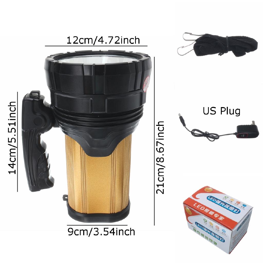 USB Handheld LED Searchlight High Power Super Bright Outdoor Portable Spotlight Lantern Rechargeable Flashlight 120W