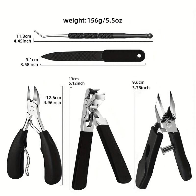5pcs Professional Heavy-Duty Nail Clipper Set, Stainless Steel Blades, Ideal for Ingrown Nails, Includes Slant Tip Clippers