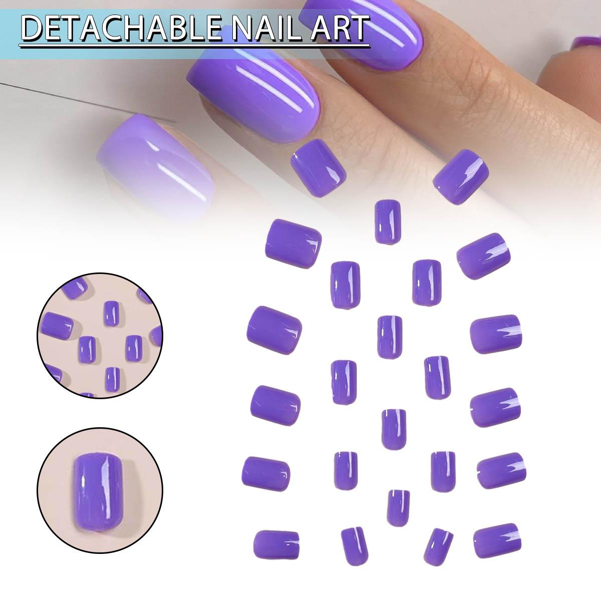 

Tingml 24 шт. фиолетовые накладные ногти квадратный пресс на ногтях полное покрытие для маникюра