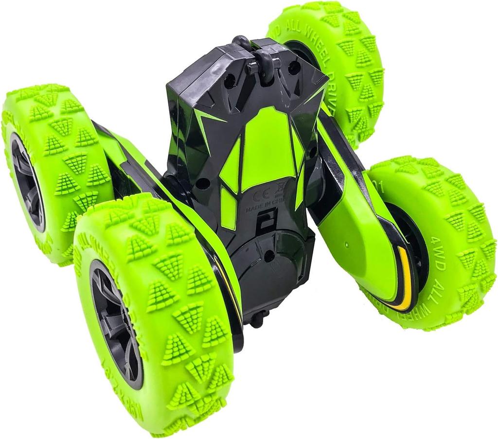 Threeking RC Stunt Cars Auto na dálkové ovládání Oboustranné řízení otočné auto o 360 stupňů, zelená