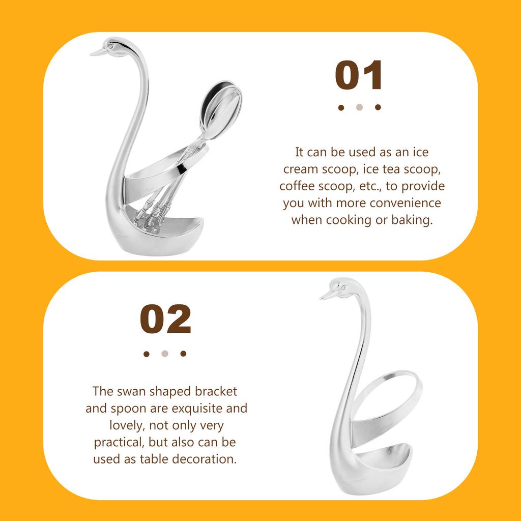1Set Alloy Dessert Spoons with Base Functional Flatware Set for Serving Food Keeping Countertop Clean Stylish Home