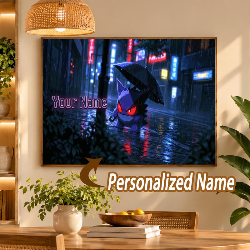 Gengar Custom Name Diamond Painting Personalized 5D Full Drill DIY Diamond Art Home Decor