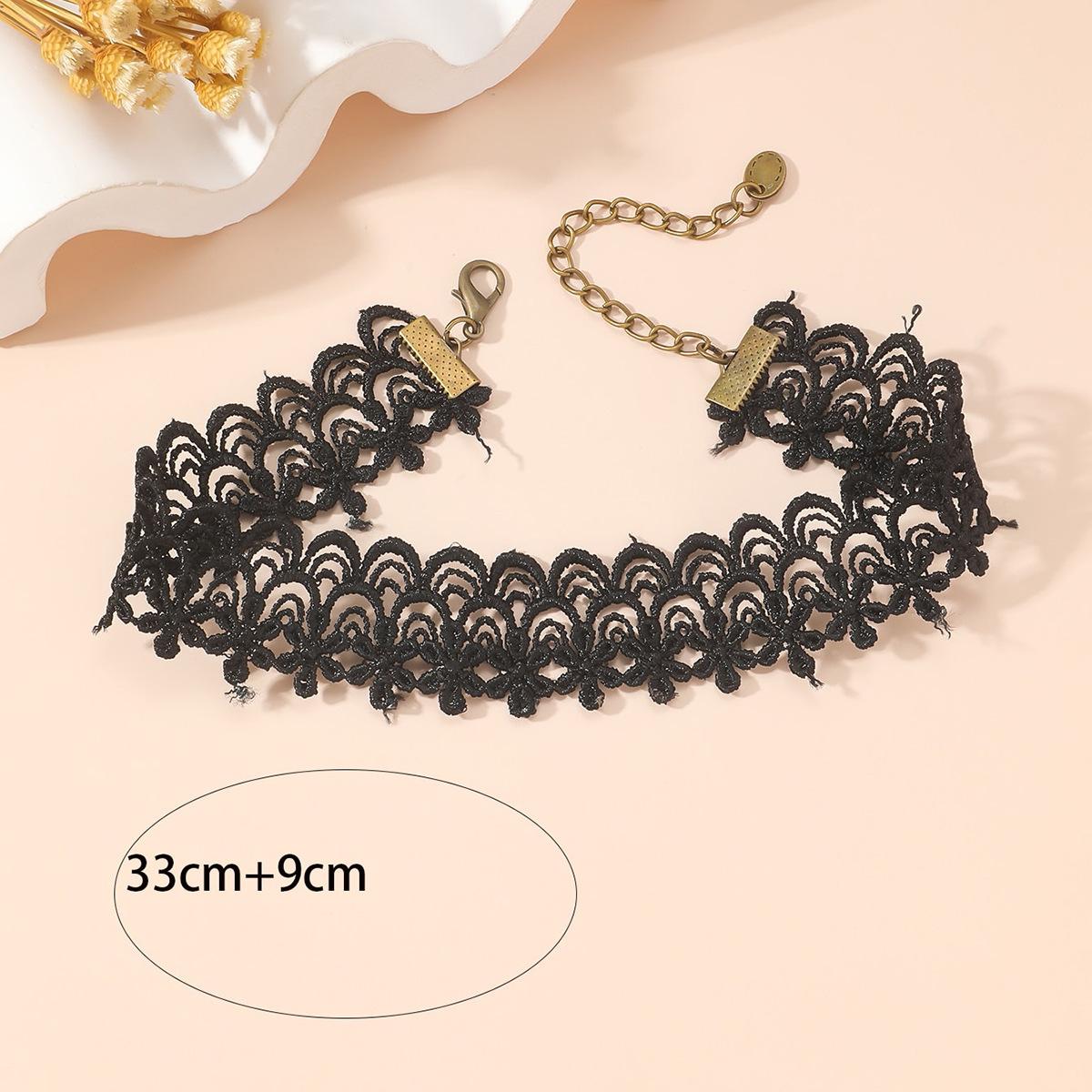 

Драгоценный камень Широкое горло Ювелирные изделия Черный Винтажный Простой Кружевной Аксессуар-ожерелье Ложный Воротник