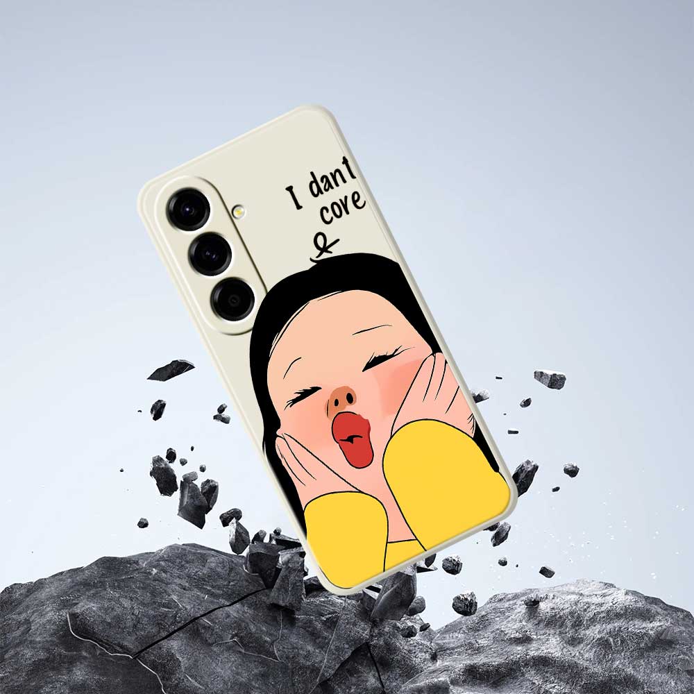 For Samsung Galaxy A56 5G Case Girl Holding Face Pattern Printing Straight Edge TPU Phone Back Cover