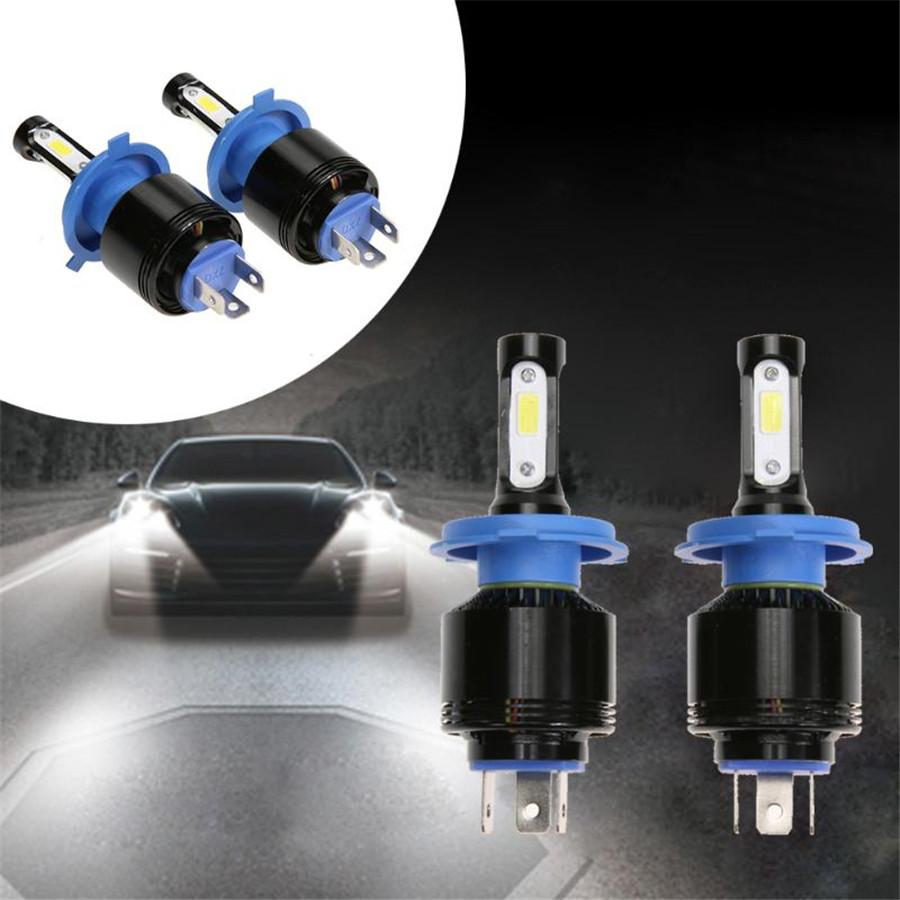 2Pcs 36W 12V/24V H4 8000LM White LED Headlight Kit COB Headlamp Light Bulb IP68