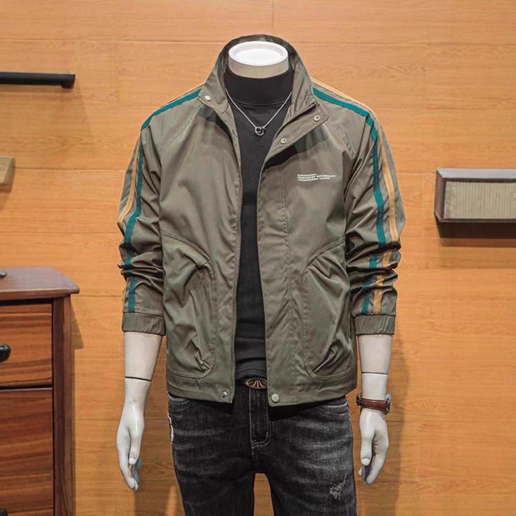 Spring Men's Jacket Stand-up Collar Top New Trend Slim-fitting Versatile Short Tooling Jacket