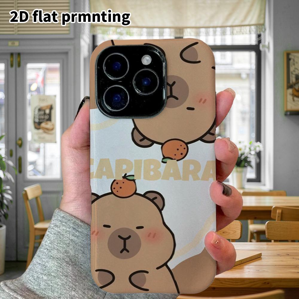 Phone Case: 2D Flat Design Suitable for iPhone 18 17 16 15 14 13Pro Film Protective Case, Couple Style, Pair of Oranges Capybaras, Christmas and Hallo