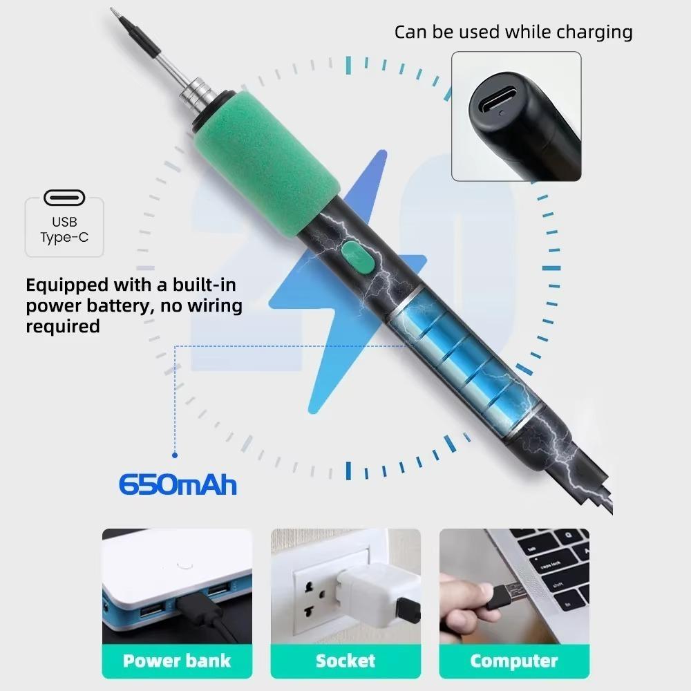 Type-C Interface Electric Soldering Iron 15W Heater Soldering Tip Soldering Wire