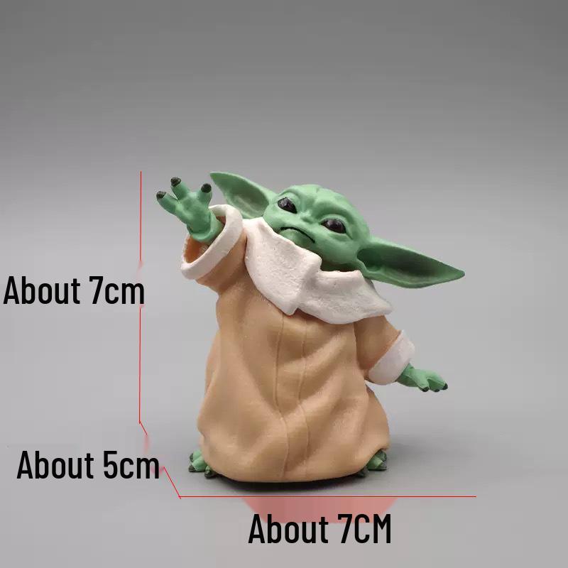 

Hand-Painted Baby Yoda Figurine: Star Wars Desktop Ornament & Cake Decoration.