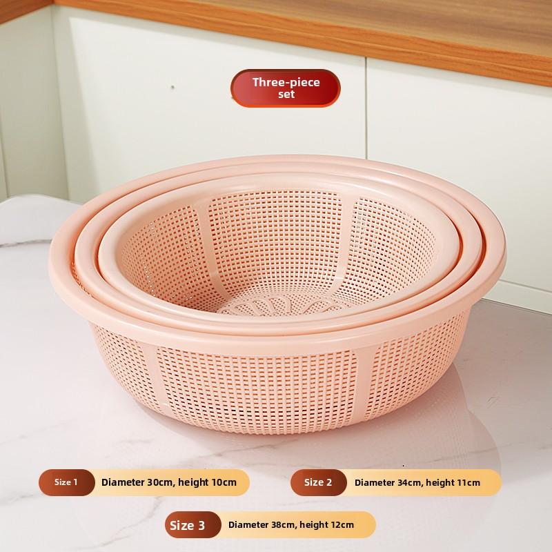 Large Size Plastic Drain Basket Kitchen Vegetable Washing Basket Hollow Out Fruit Basket Round Sieve Rice Cleaning Basket