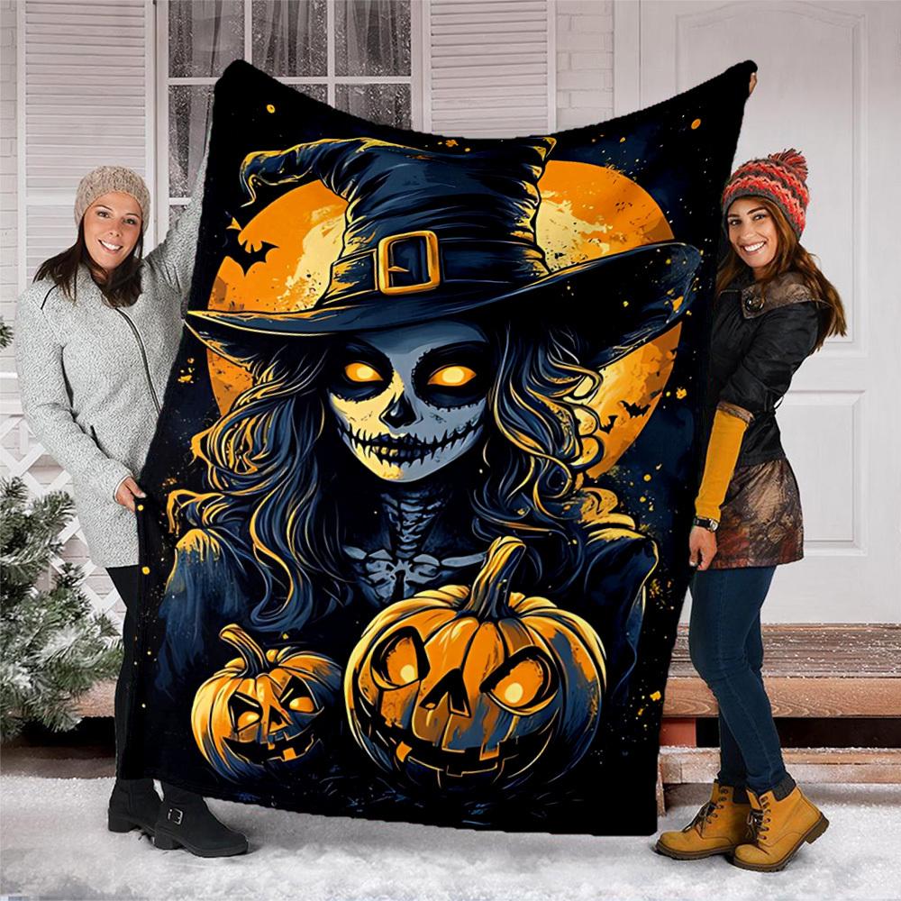 1 Stück Hexen-Print Decke Polyesterfaser, Leichter Flanell, Weich & Warm, Ganzjahresnutzung für Außenbereich, Camping Digitaldruck