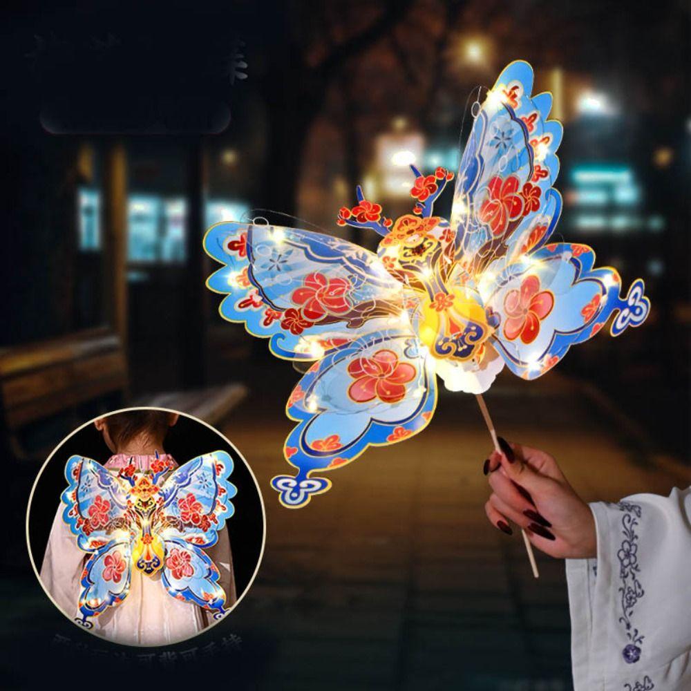 Luminous Handheld Glowing Lantern Handmade Light-Up Butterfly Lantern  Props