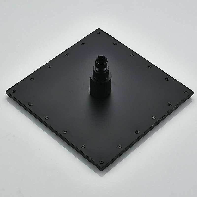 Matte Black Rain Shower Head LED Changing 16" Square Brass Shower Head Faucet Bathroom Accessory Top Over-head Shower Sprayer