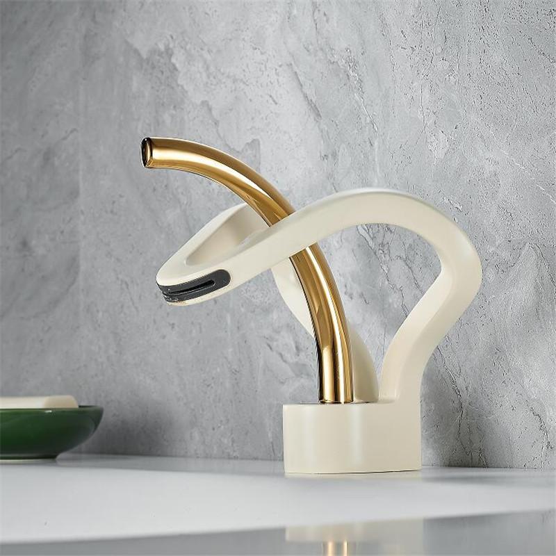 Gray Bathroom Faucet Black Basin Faucet Brass Creative Gold Bathrooom Sink Mixer Tap Hot & Cold Waterfall Basin Faucet