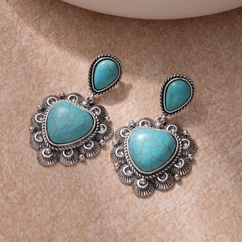 Премиальные Серьги Бирюзовая Любовь Премиальные Ретро Бохо Серьги Серьги с Индивидуальностью Тренд Вечеринки