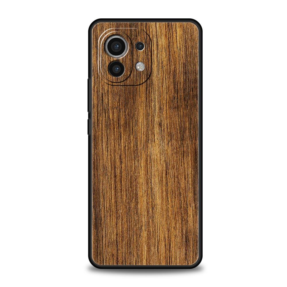 Carved Wood Phone Case For Xiaomi Poco X3 NFC M3 M4 F4 X4 Pro 5G F3 GT Mi 12 11T 10 9T 10T Lite 11 Ultra Silicon Black Cover