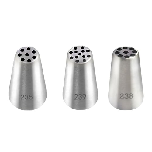 3-delt sett med monteringsdyse, kremkakepyntedyse, mochirør og bakeredskap for mochidekorasjon i rustfritt stål
