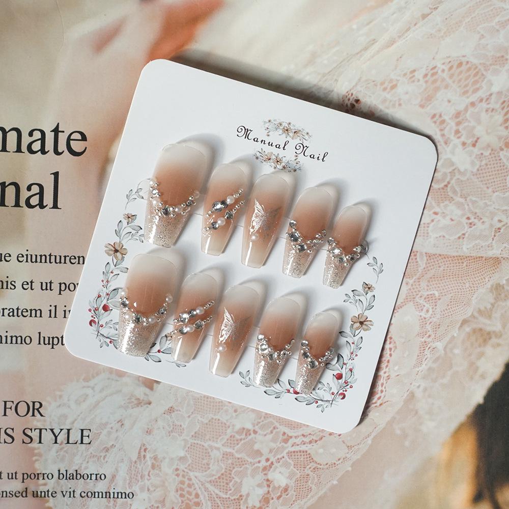 Xiaohongshu Bestseller Luxury Long Ballet Rhinestone Nails – Elegant Wearable Manicure