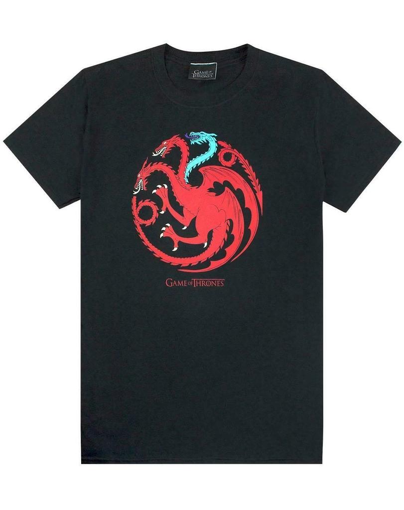 Game of Thrones Black Ice And Fire Dragons Graphic Short Sleeved T-Shirt Mens