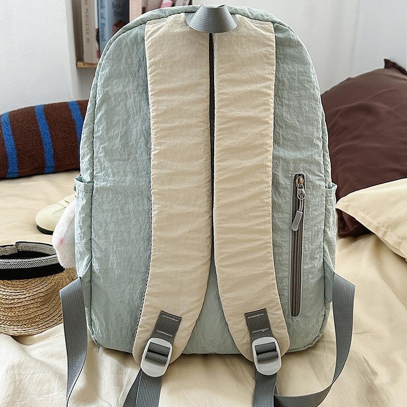 School Bag New Color Matching Pleated Sense Lightweight Outdoor Sports Soft Backpack High Value Girl Heart Travel Small Backpack