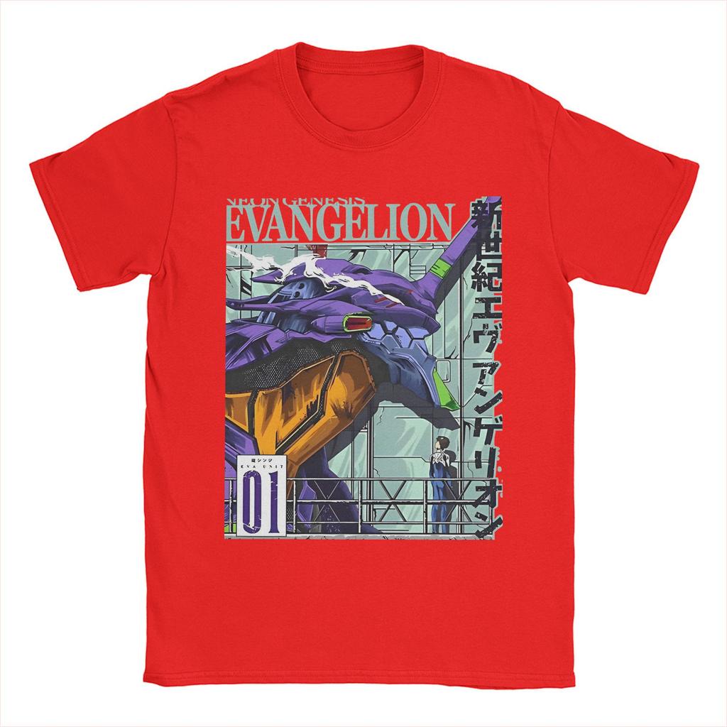 01 EVANGELION Tshirts For Unisex Women 100Cotton Clothes Hip Hop EVA Anime Crewneck Short Sleeve