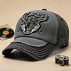 Bull Embroidery Baseball Cap Men Women Washed Distressed Vintage Snapback Hat Adjustable Outdoor Sunscreen Hip Hop Trucker Cap
