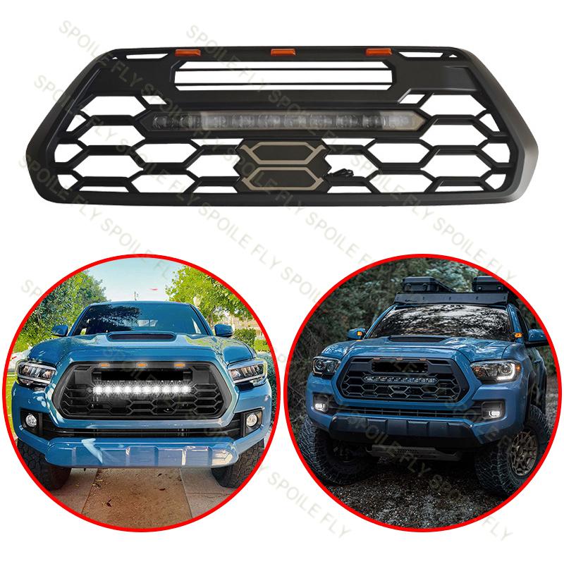 

For Toyota Tacoma 2016 2017 2018 2019 2020 2026 2026 2026 High Quality ABS Car Front Grille Body Kit Grill With LED чёрный