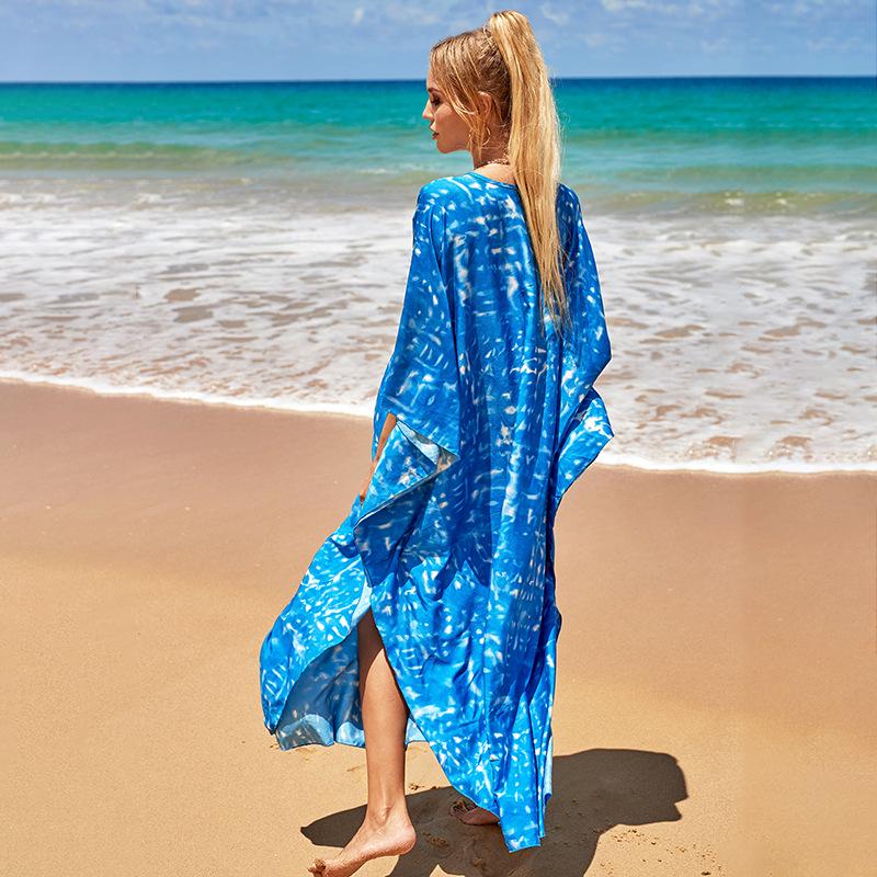 Evropský a americký styl volné plážové šaty: Krytí ve větších velikostech pro ochranu před sluncem a dovolenou u moře