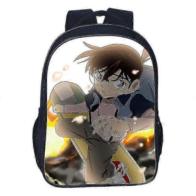 16 Inch Cartoon Anime Detective Conan Backpack Set For Boys Girls Cool Kids Detective Conan Bagpack Children School Bookbag