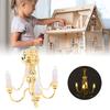 Puppenhaus Kronleuchter 1/12 Maßstab Batteriebetrieben Lebensecht 4 Köpfe Miniatur Deckenleuchte Gold