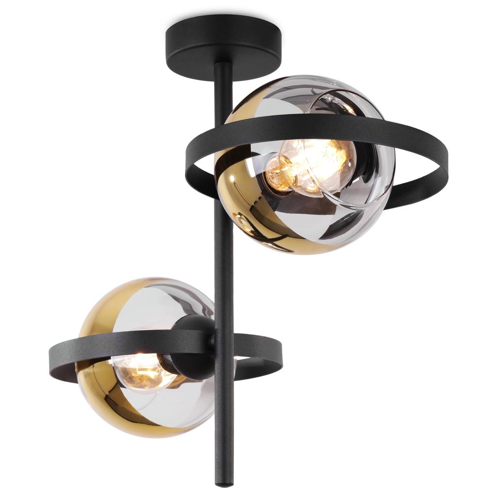 Ronda Deckenleuchte Schwarz 2-flammig Goldene Lampe E27