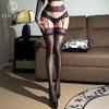 Two-tone Lace Aurora Long Tube Garter One-piece Stockings Ultra-thin  Glossy Sexy Black Silk  Girl