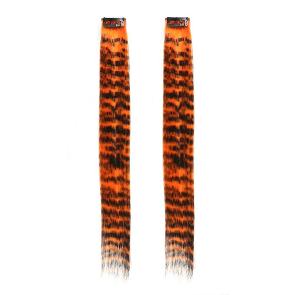 2Pcs Rainbow Long Straight Hairpiece Seamless Hanging Ear-dye Wig Feather Hair Extensions  Women