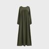 Muslim Loose-Fit Long-Sleeve Solid Pullover Robe, Knee-Length Dress for Spring and Autumn