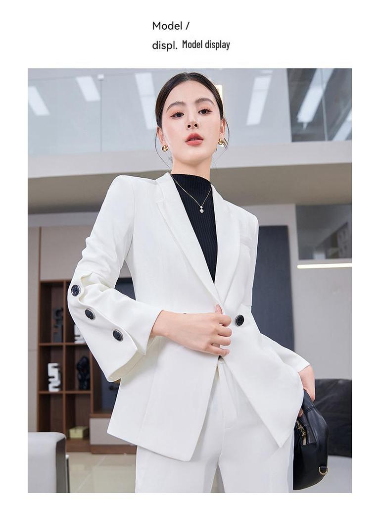 Women's Elegant Autumn/Winter Two-Piece Suit Set: Goddess Style Host with Wide-Leg Pants