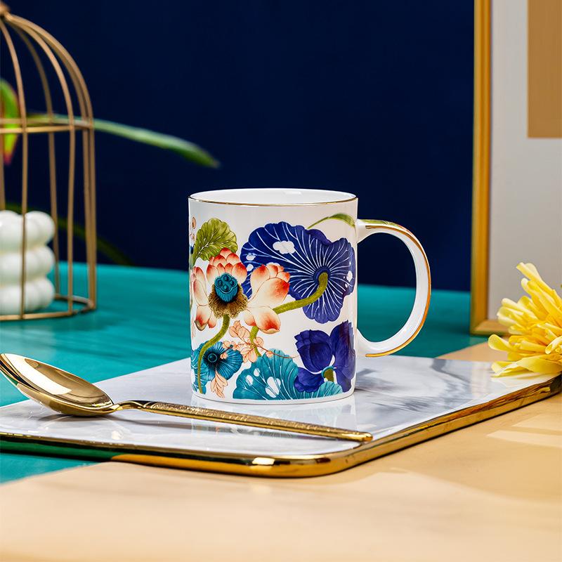 Kreativní Osobnost Obkreslování Zlatý Šálek Kostní Porcelán Hrnček Keramický Pohár na Vodu Domácí Kancelář Šálek na Kávu Odpolední Čaj Čajový Šálek