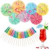 Cocktail Umbrellas - 50PACK Drink Umbrellas for Drinks, Paper Mini Umbrella for Drinks Hawaiian Cupcake Toppers Cocktail Garnishes Colorful Paper