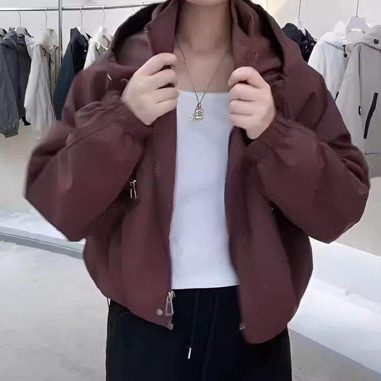 Stilvolle Damen-Kapuzen-Windbreaker-Jacke - Herbst 2025 Lockerer Schnitt Arbeitskleidungs-Stil für zierliche Größen