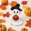 Spooky Table Centerpiece Halloween Ghost Figurine, Cute Resin Holding Pumpkin Unique Seasonal Ornament Statue for Desk Tabletop Indoor Home