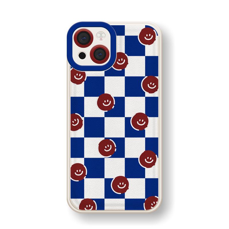 

Кожаная шахматная доска Zhitai Смайлик Чехол для телефона для iPhone XS Max/11/13 Pro/14 iPhone 14 Pro