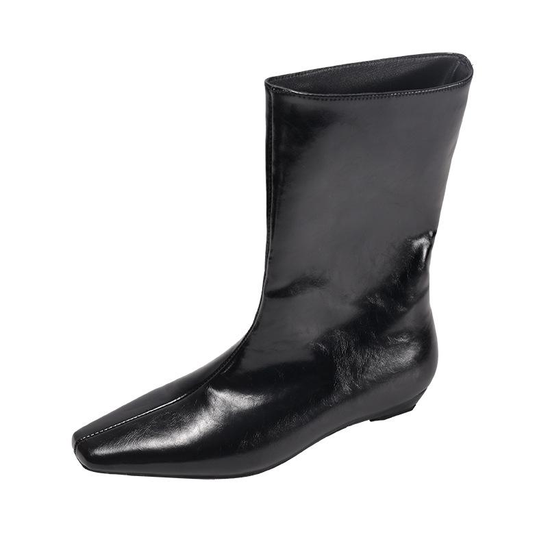 Høst Britisk Stil Innvendig Elevasjon Dame Ankelstøvletter Konsis Firkantet Tå Slip On Moderne Korte Botas For Damer
