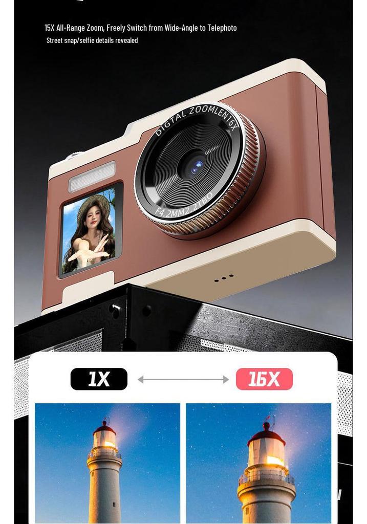 26-Year Explosive Dual-Screen Digital Camera with Cold White Skin Filter, Beauty Vlog Close-Up Light