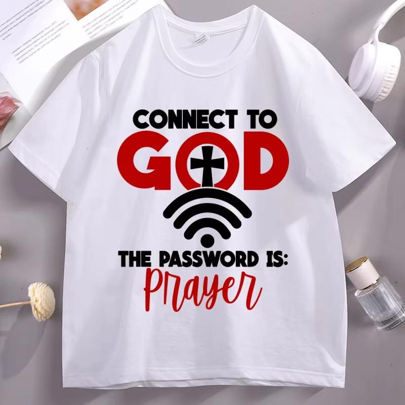 

Connect To God The Password Is Prayer T-shirt Funny Christian Religious T Shirt Jesus Faith Bible Verse Tshirt Men Women Tees 5XL