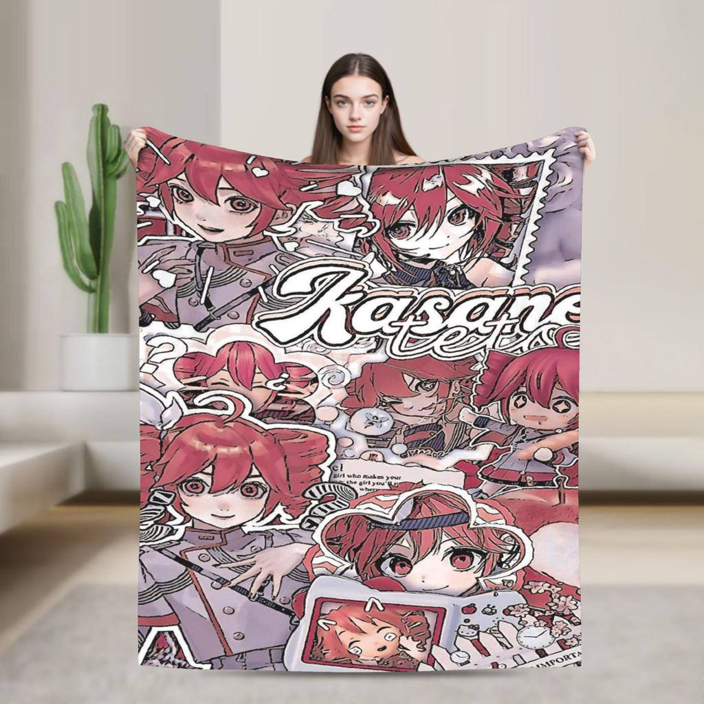 Anime Kasane Teto Flannel Printed Blanket Suitable for All Seasons Suitable for Living Room Office Sofa and Travel 180x250CM